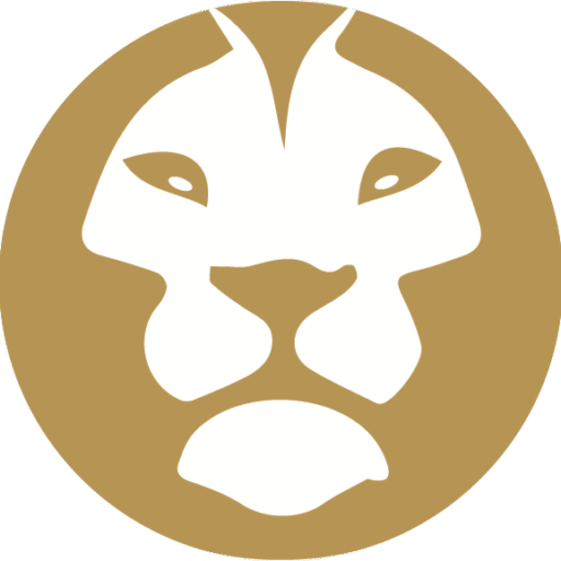 The logo is a lion's head to signify courage is needed for self defence.