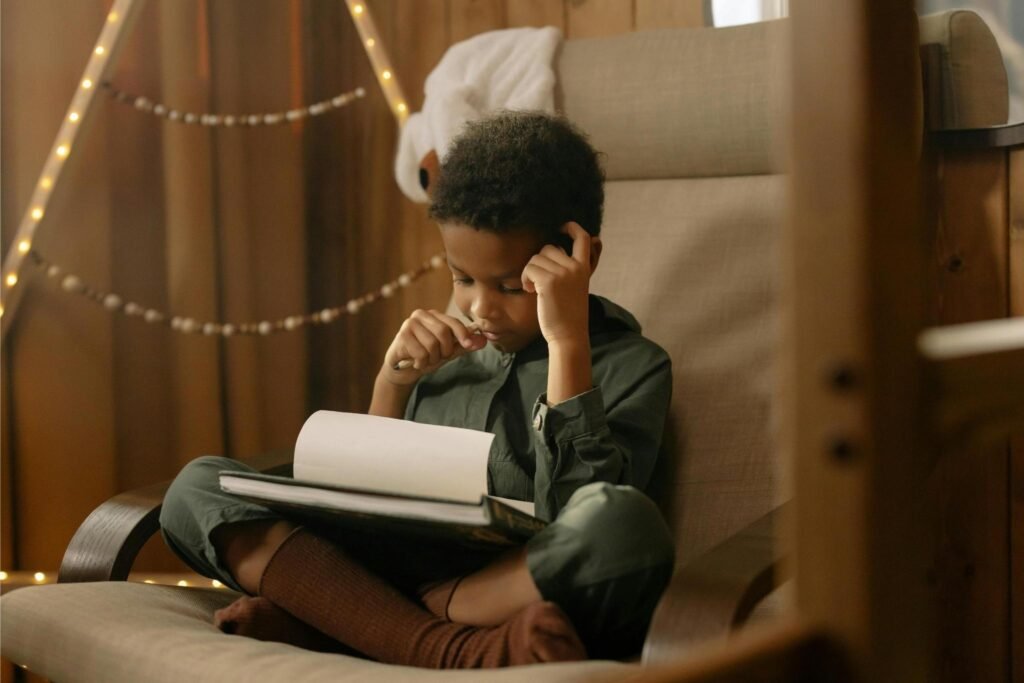 Image of a child reading the self defence terms and conditions.